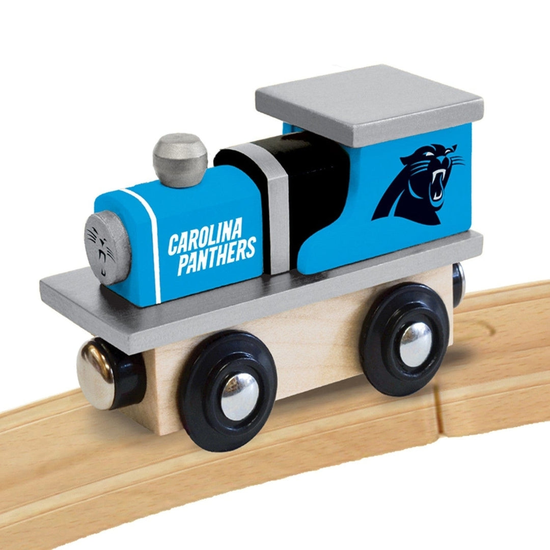 Carolina Panthers Wooden Toy Train Engine Compatible with 1-inch Tracks Image 3