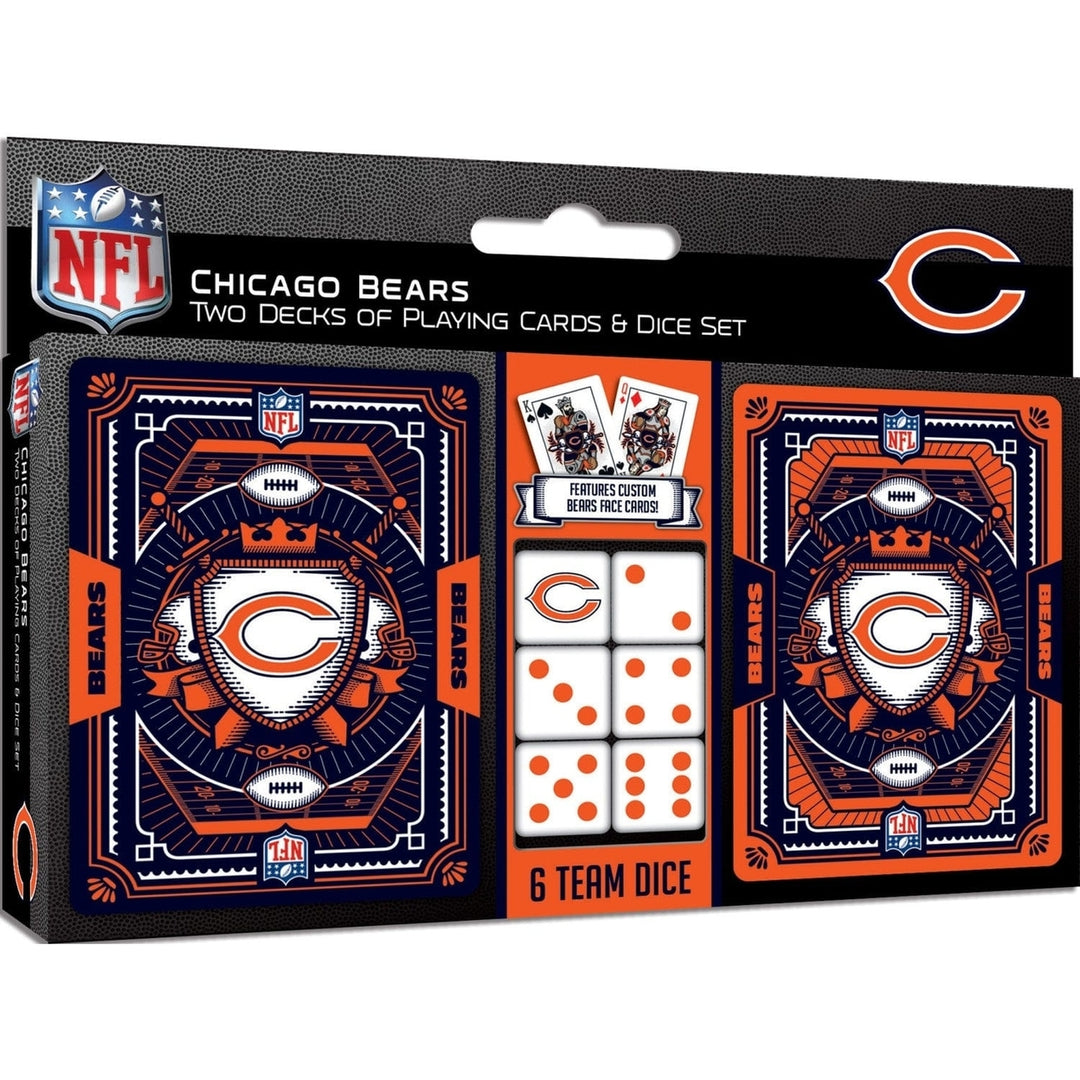 Chicago Bears 2-Pack Playing Cards and Dice Set NFL Gaming Accessories Image 1