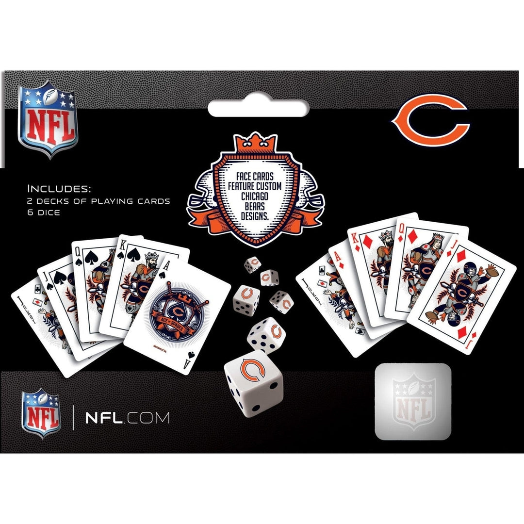 Chicago Bears 2-Pack Playing Cards and Dice Set NFL Gaming Accessories Image 3