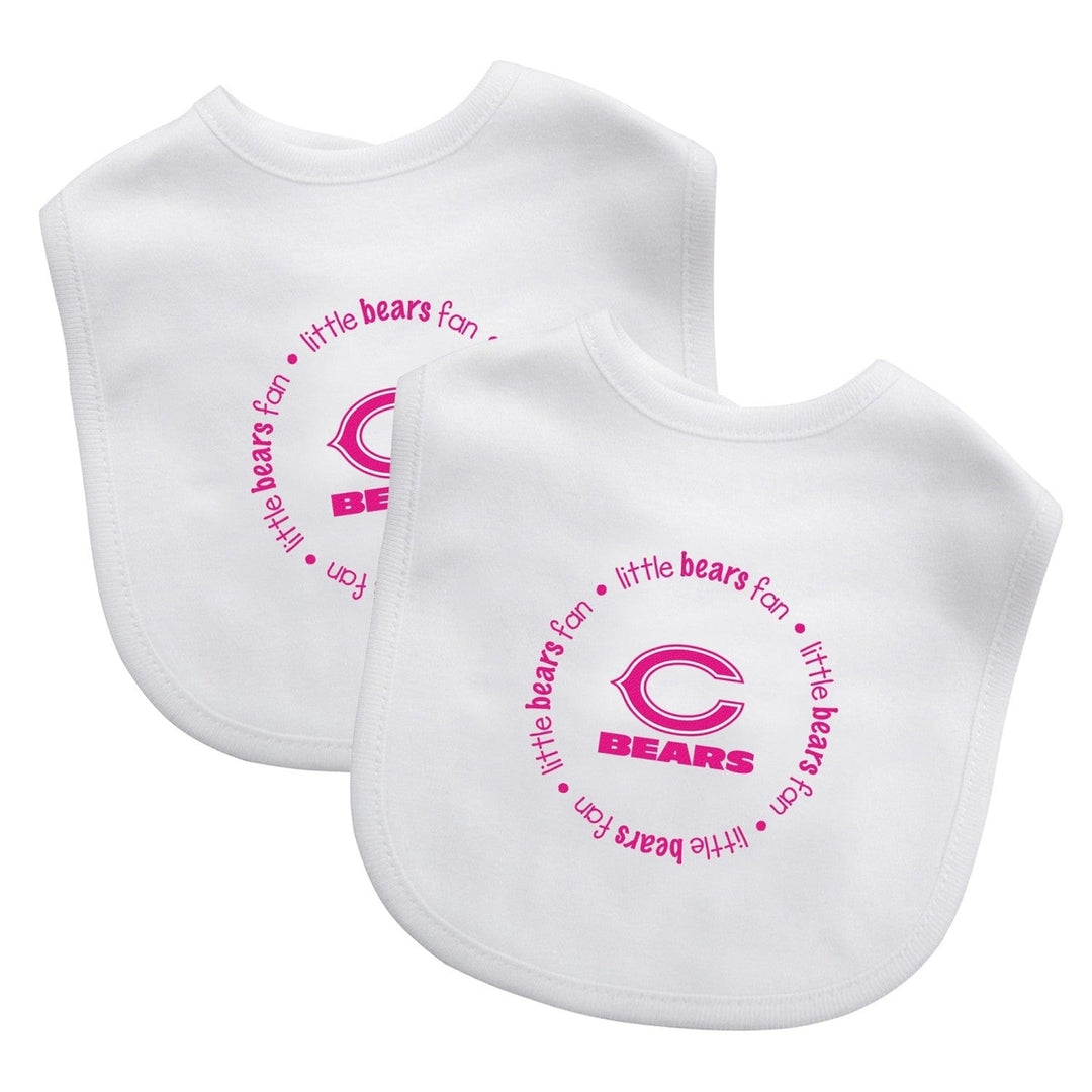 Chicago Bears Baby Bibs 2-Pack Pink Cotton NFL Infant Accessories Image 1