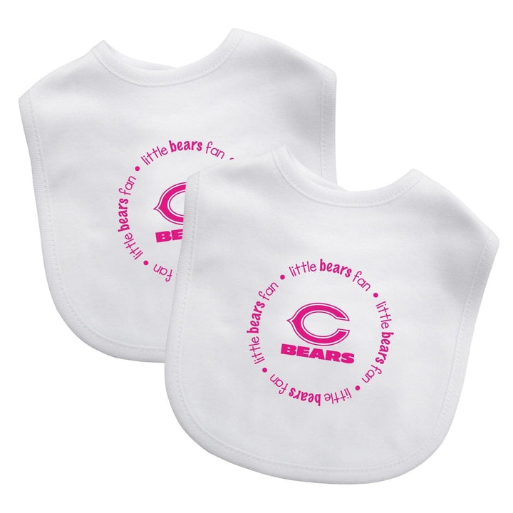 Chicago Bears Baby Bibs 2-Pack Pink Cotton NFL Infant Accessories Image 1