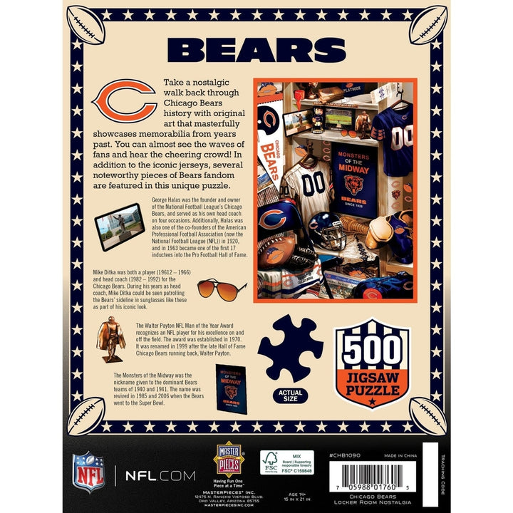 Chicago Bears 500 Piece Jigsaw Puzzle MasterPieces NFL Sports Team Game Image 3