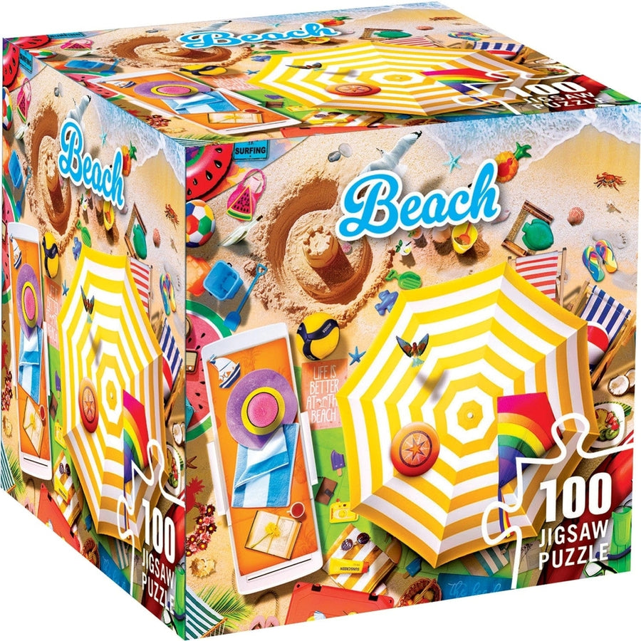 Beach 100 Piece Jigsaw Puzzle Eco-Friendly Colorful Fun in the Sun Design Image 1