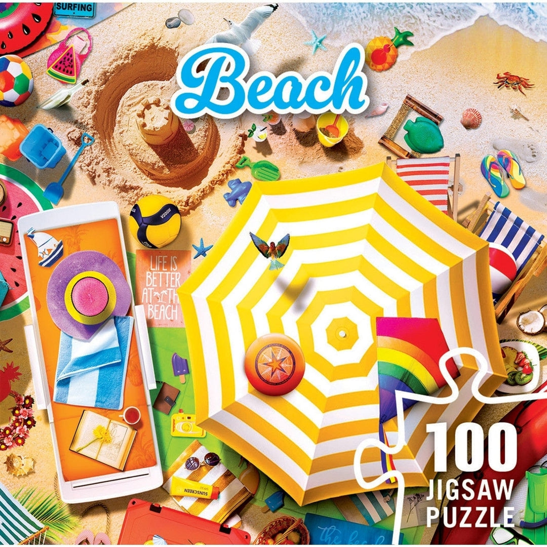 Beach 100 Piece Jigsaw Puzzle Eco-Friendly Colorful Fun in the Sun Design Image 3