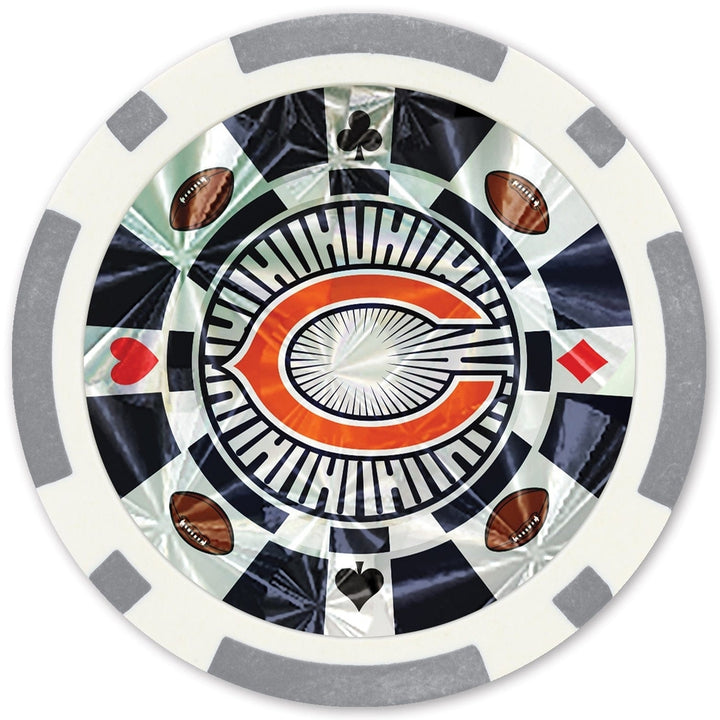 Chicago Bears 20 Piece Poker Chips Casino Style Gold Collectors Edition Set Image 2