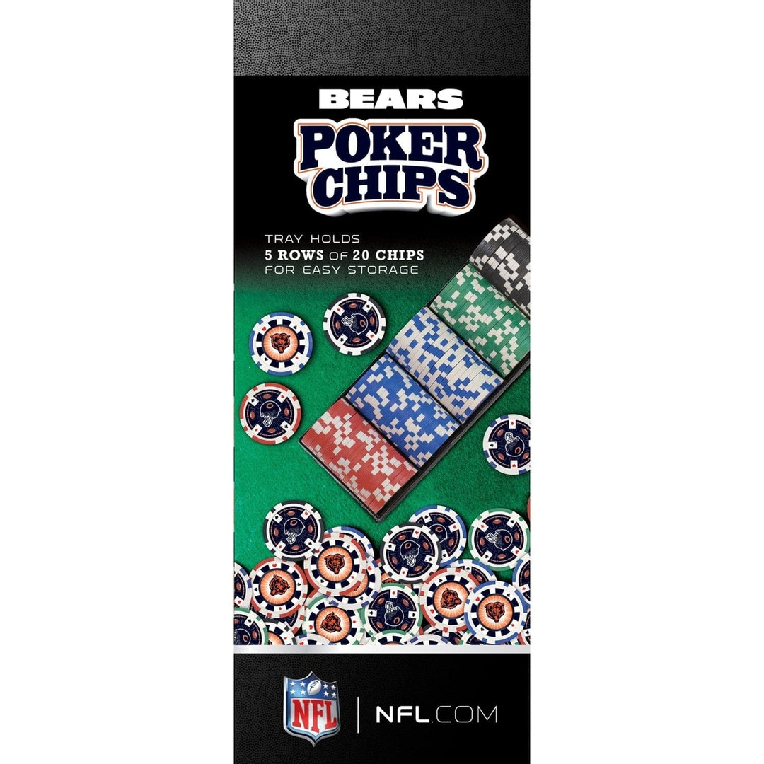 Chicago Bears 100 Piece Casino Style Poker Chips NFL Heavy Duty Gaming Set Image 2