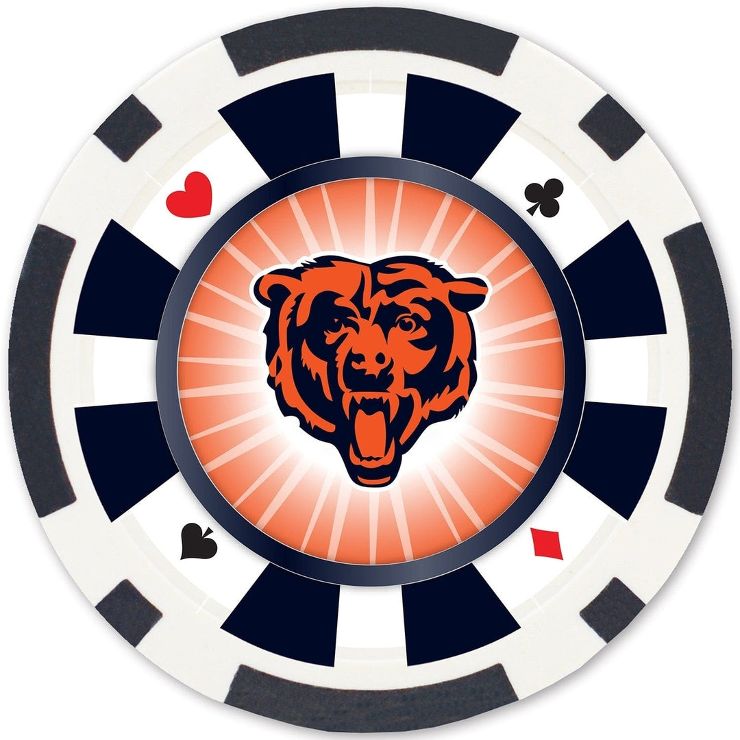 Chicago Bears 100 Piece Casino Style Poker Chips NFL Heavy Duty Gaming Set Image 3