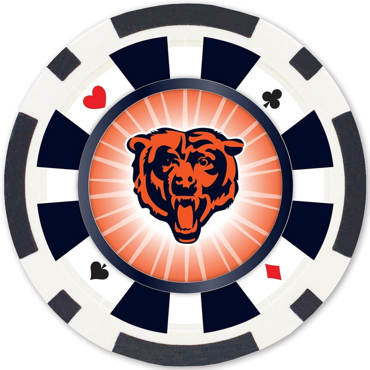 Chicago Bears 100 Piece Casino Style Poker Chips NFL Heavy Duty Gaming Set Image 3