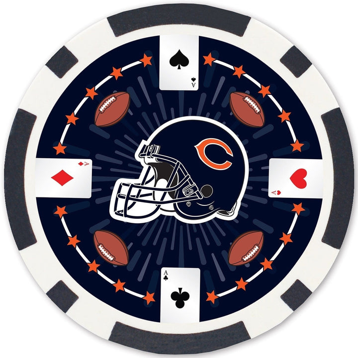 Chicago Bears 100 Piece Casino Style Poker Chips NFL Heavy Duty Gaming Set Image 4