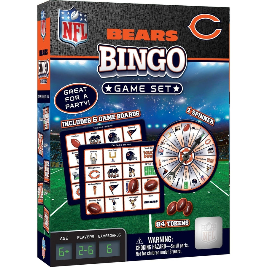 Chicago Bears Bingo Game NFL Family Fun 6 Boards 84 Custom Tokens Ages 3+ Image 1