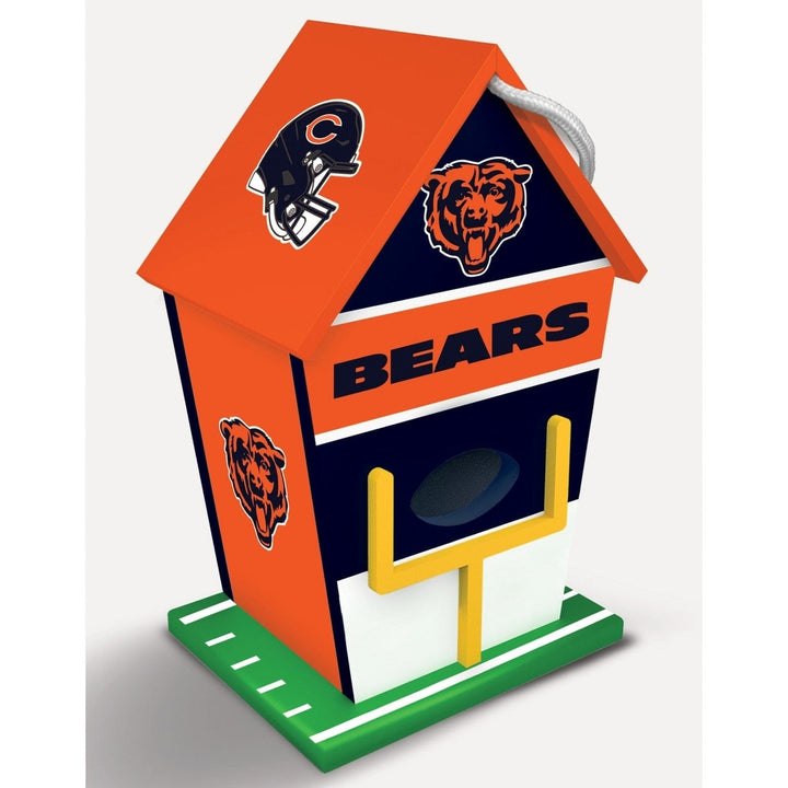 Chicago Bears Wood Birdhouse with Waterproof Paint and Tin Roof NFL Decor Image 1