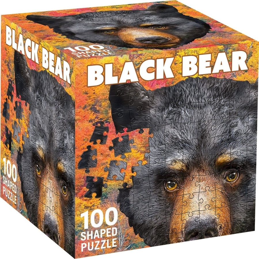 Black Bear 100 Piece Shaped Jigsaw Puzzle Eco-Friendly Recycled Board Image 1