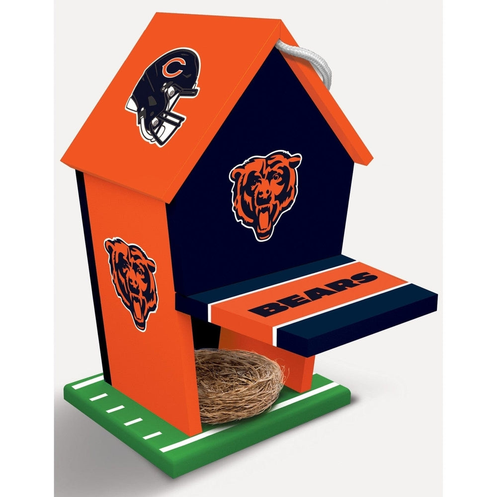 Chicago Bears Wood Birdhouse with Waterproof Paint and Tin Roof NFL Decor Image 2