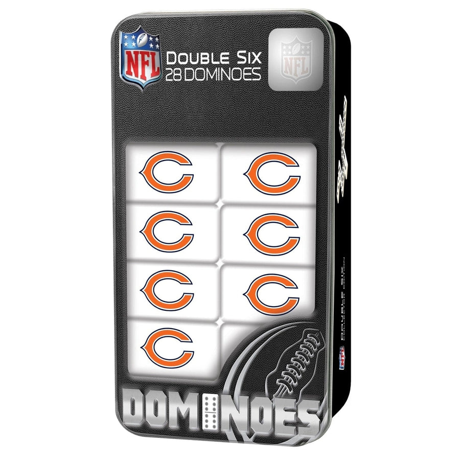 Chicago Bears Dominoes Set Double-Sixes Sports Game in Collectible Tin Box Image 1