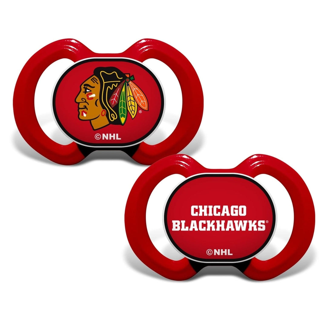 Chicago Blackhawks Pacifier 2-Pack Orthodontic Silicone BPA-Free Infant 3+ Months Image 1