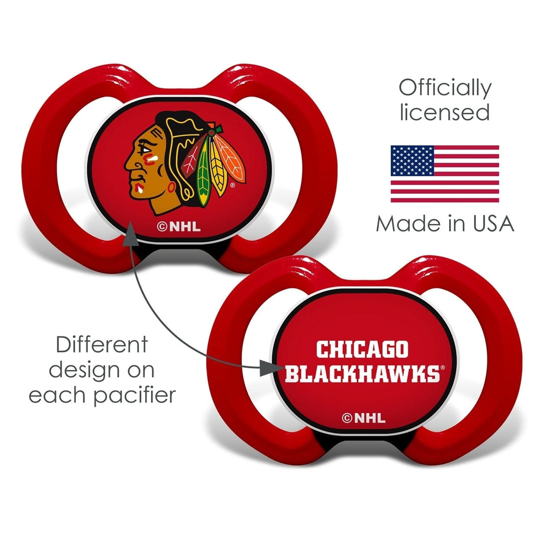 Chicago Blackhawks Pacifier 2-Pack Orthodontic Silicone BPA-Free Infant 3+ Months Image 3