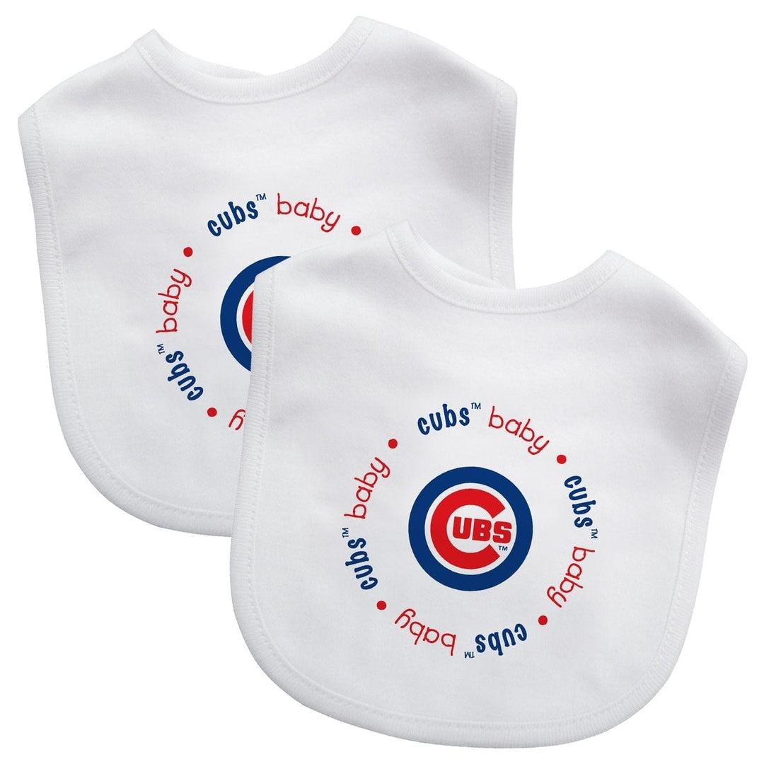 Chicago Cubs Baby Bibs 2-Pack White Cotton Unisex Infant Apparel MLB Image 1