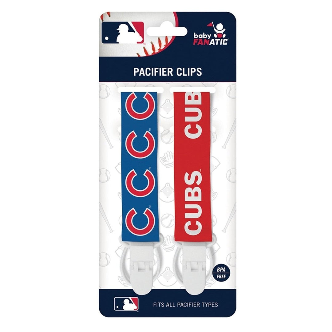 Chicago Cubs Pacifier Clip 2-Pack MLB Baby Fanatic High-Grip Clips Team Colors Image 2