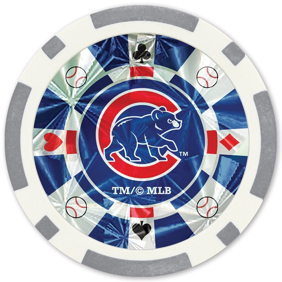 Chicago Cubs Poker Chips 20 Piece Collector Set Casino Style Metallic Color Image 2