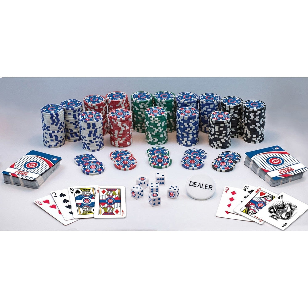 Chicago Cubs Poker Set 300 Piece Casino Style Poker Chips Aluminum Case Image 2