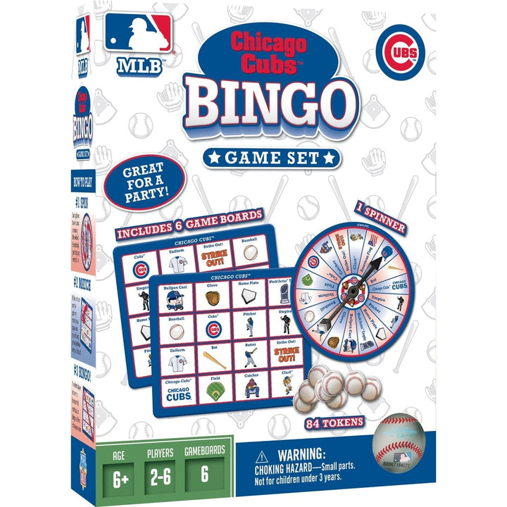 Chicago Cubs Bingo Game MLB Family Fun Spinner 6 Boards 84 Tokens Ages 3+ Image 1