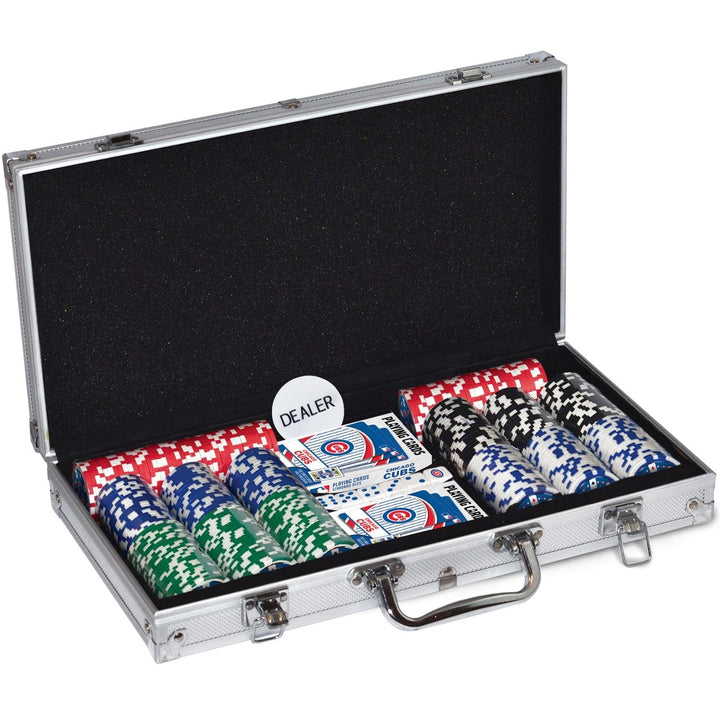 Chicago Cubs Poker Set 300 Piece Casino Style Poker Chips Aluminum Case Image 3