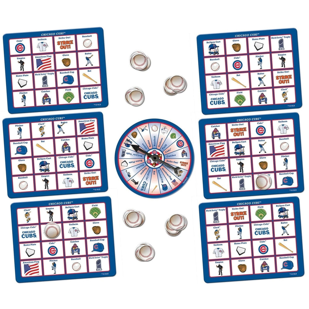 Chicago Cubs Bingo Game MLB Family Fun Spinner 6 Boards 84 Tokens Ages 3+ Image 2