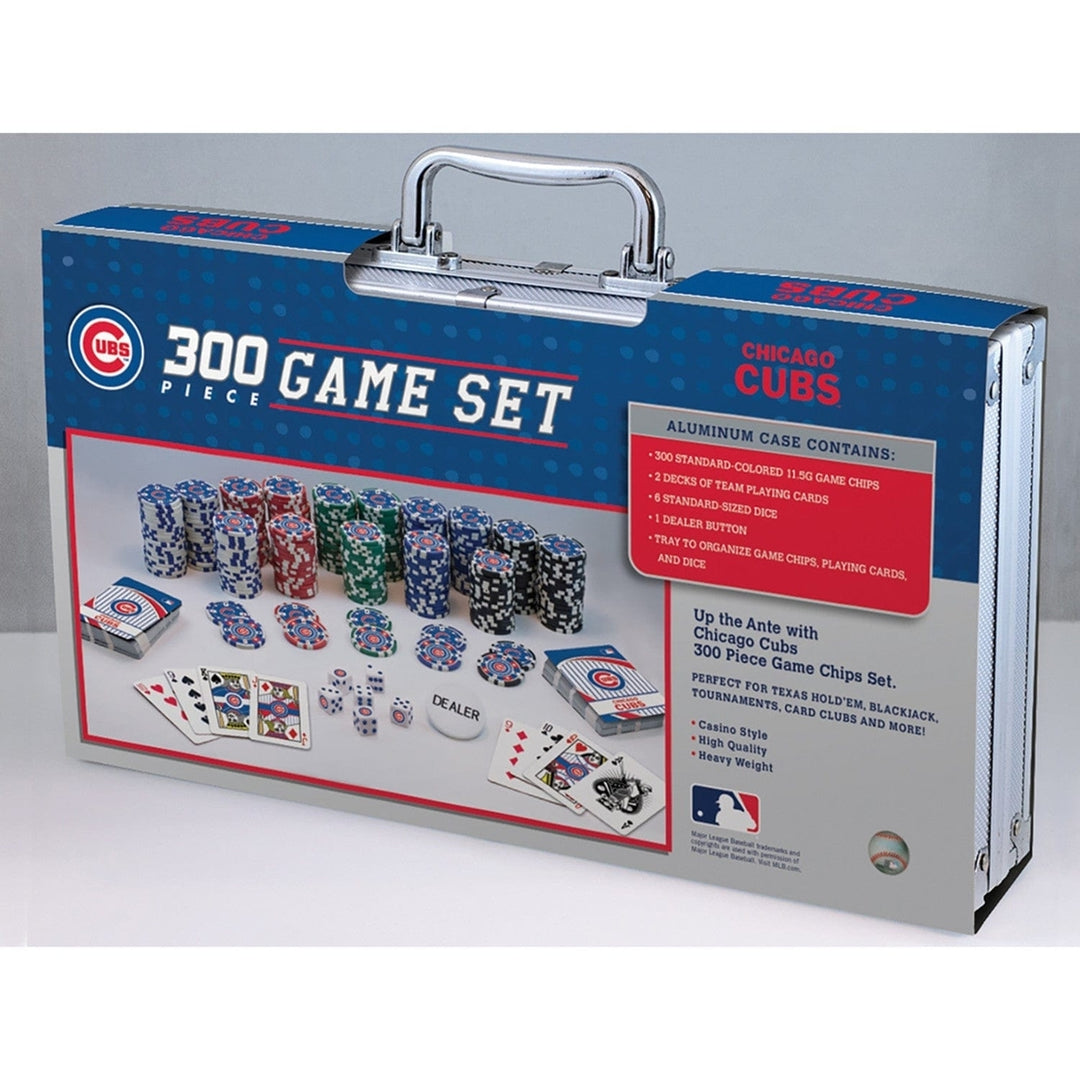 Chicago Cubs Poker Set 300 Piece Casino Style Poker Chips Aluminum Case Image 4