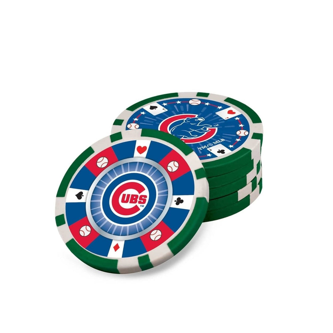 Chicago Cubs Poker Set 300 Piece Casino Style Poker Chips Aluminum Case Image 4