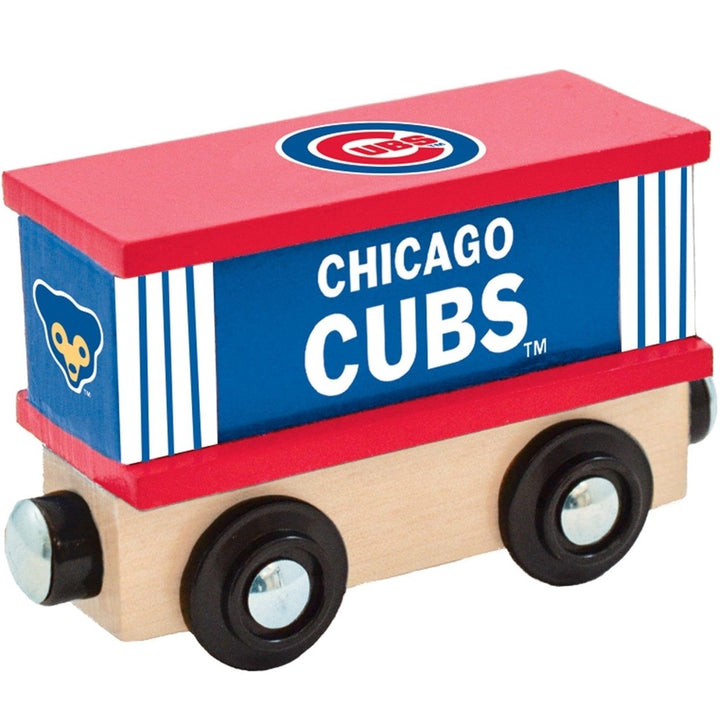 Chicago Cubs Toy Train Box Car Hand-Painted Wooden Kids Gift Compatible Tracks Image 1