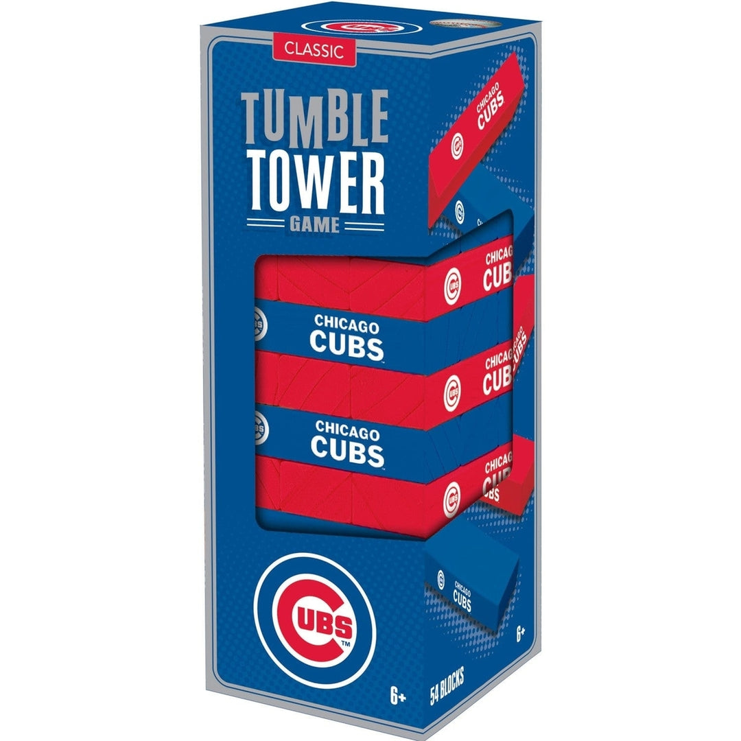 Chicago Cubs Wooden Tumble Tower Game 54 MLB Team Blocks Fun Family Challenge Image 1