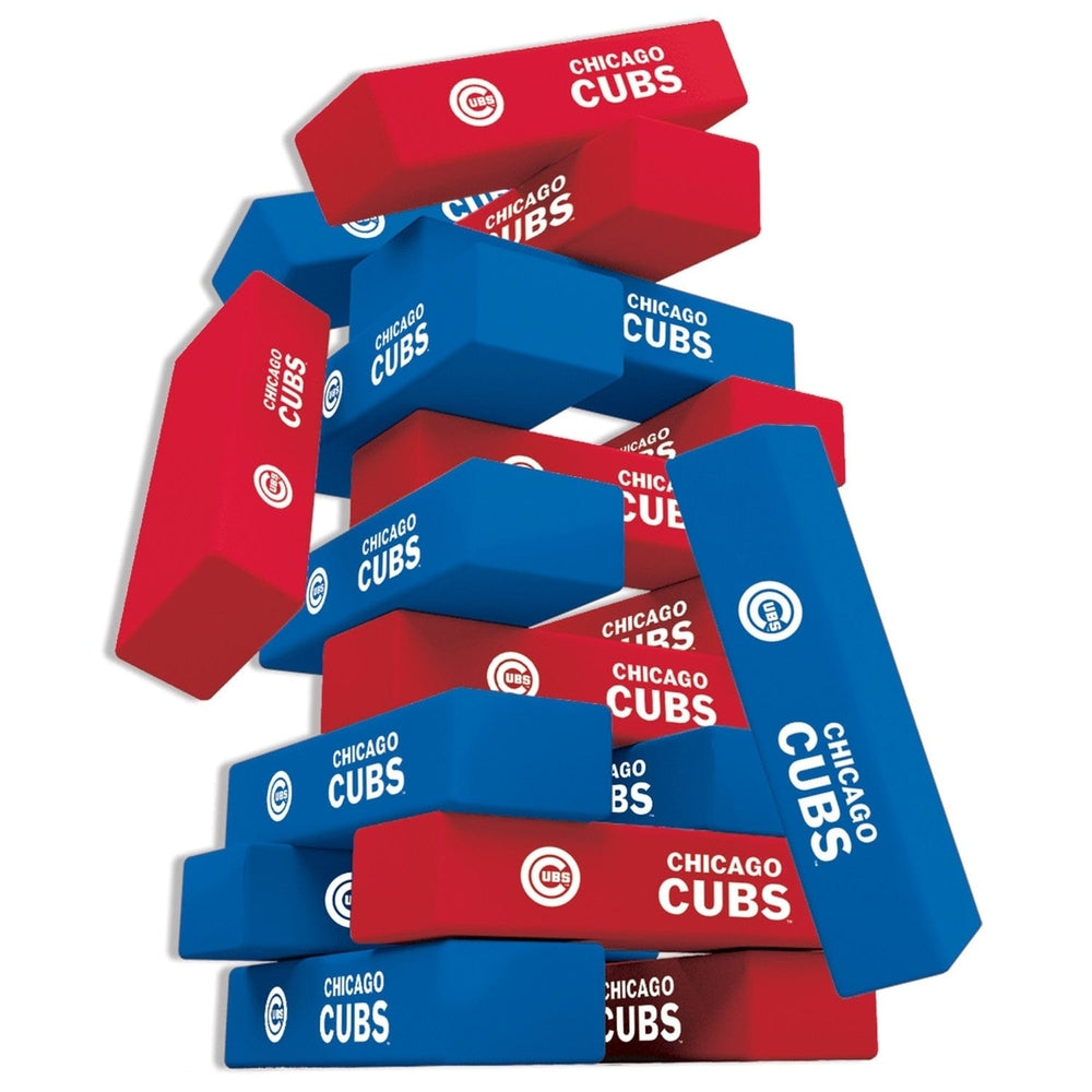 Chicago Cubs Wooden Tumble Tower Game 54 MLB Team Blocks Fun Family Challenge Image 2