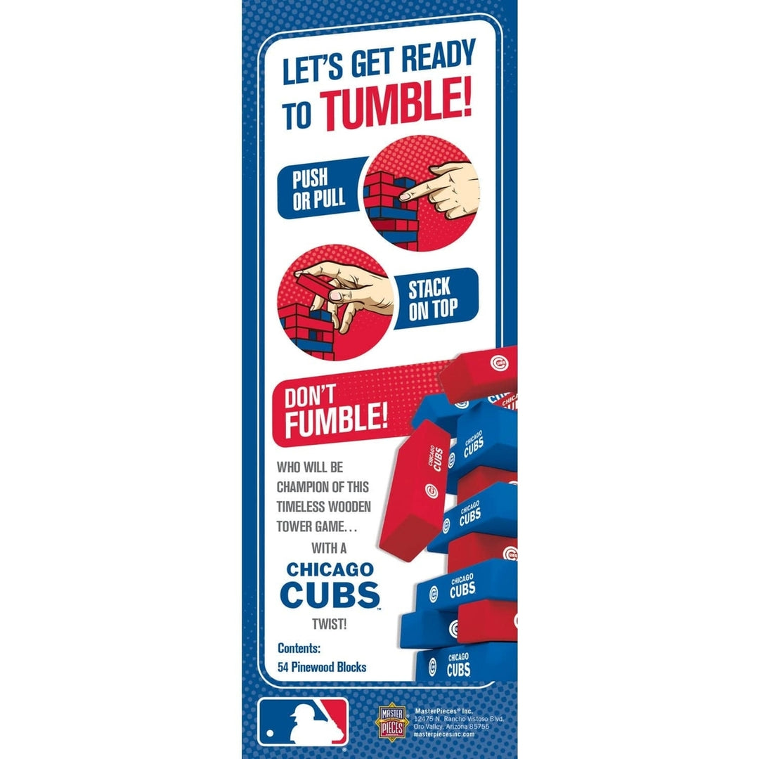 Chicago Cubs Wooden Tumble Tower Game 54 MLB Team Blocks Fun Family Challenge Image 3