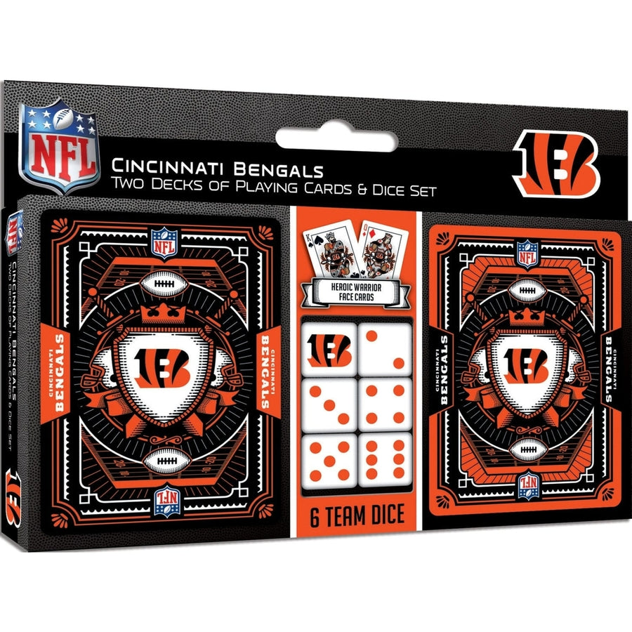 Cincinnati Bengals 2-Pack Playing Cards and Dice Set NFL Team Merchandise Image 1