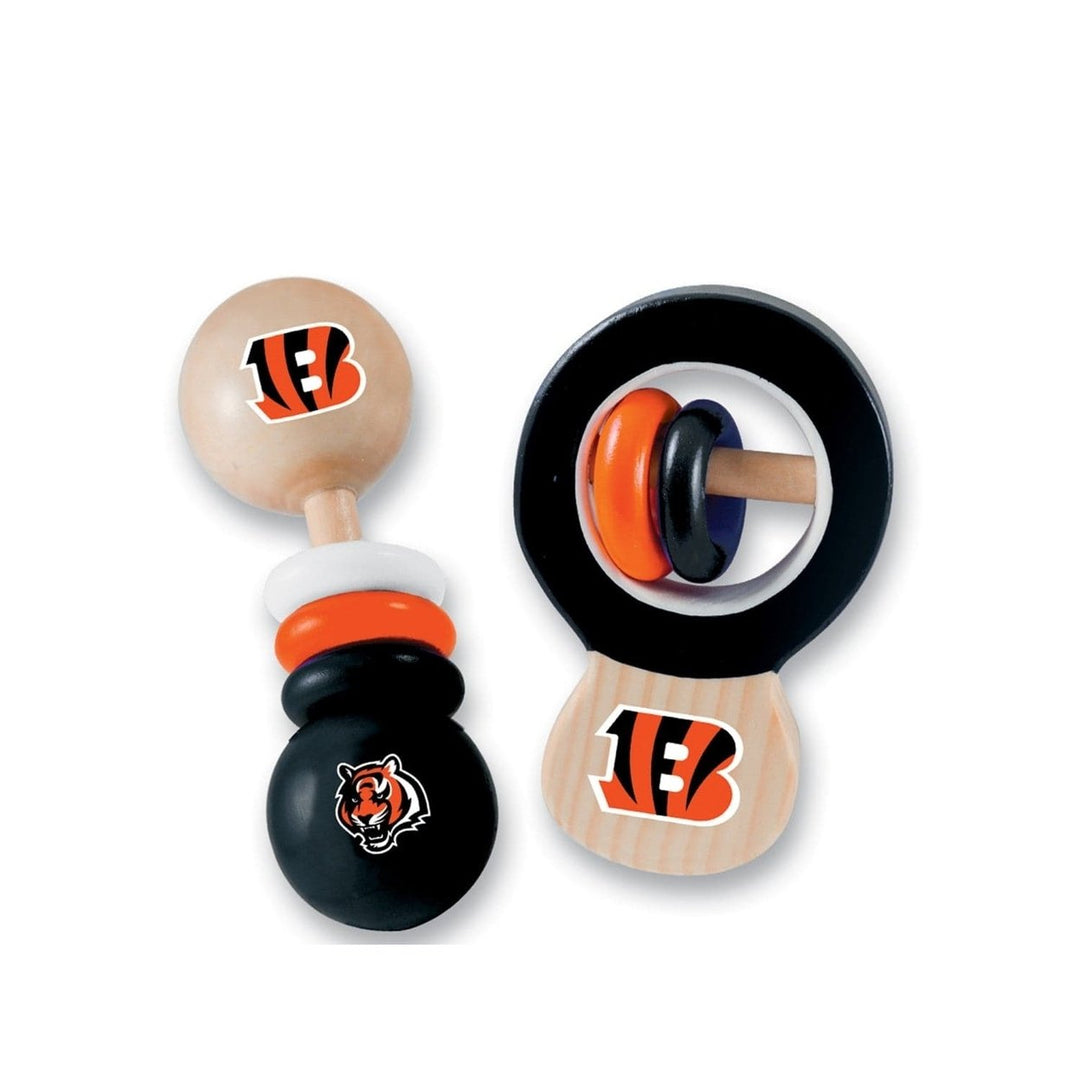 Cincinnati Bengals Baby Rattles 2-Pack Non-toxic Wood Development Toys Image 1