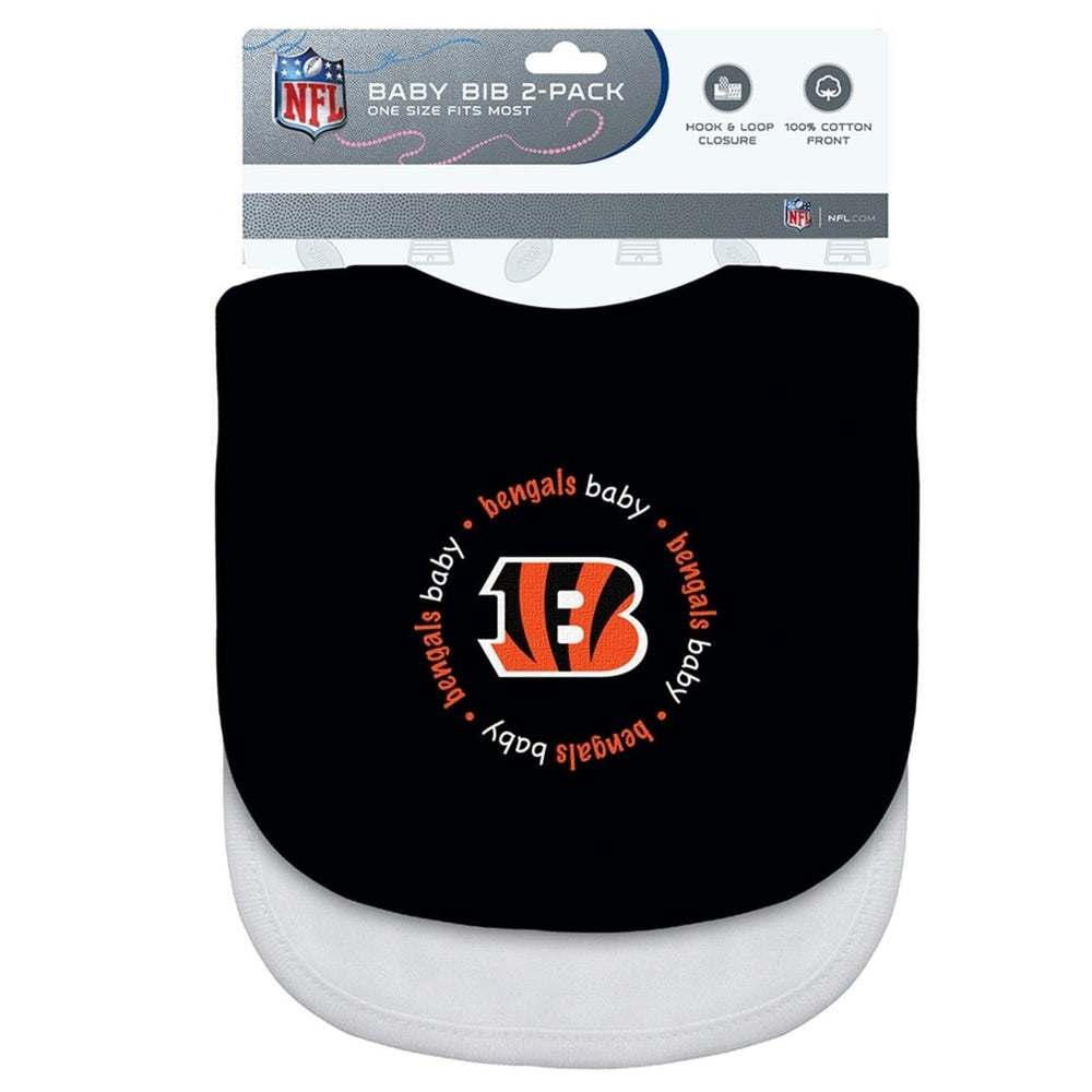 Cincinnati Bengals Baby Bibs 2-Pack Black White Cotton Infant Accessories Image 2