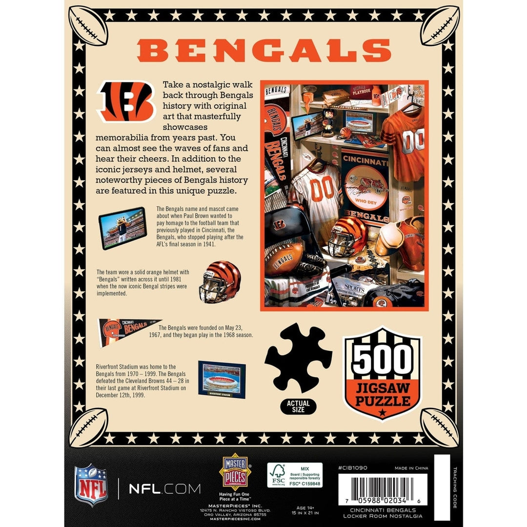 Cincinnati Bengals Locker Room 500 Piece Jigsaw Puzzle Eco-Friendly Material Image 3