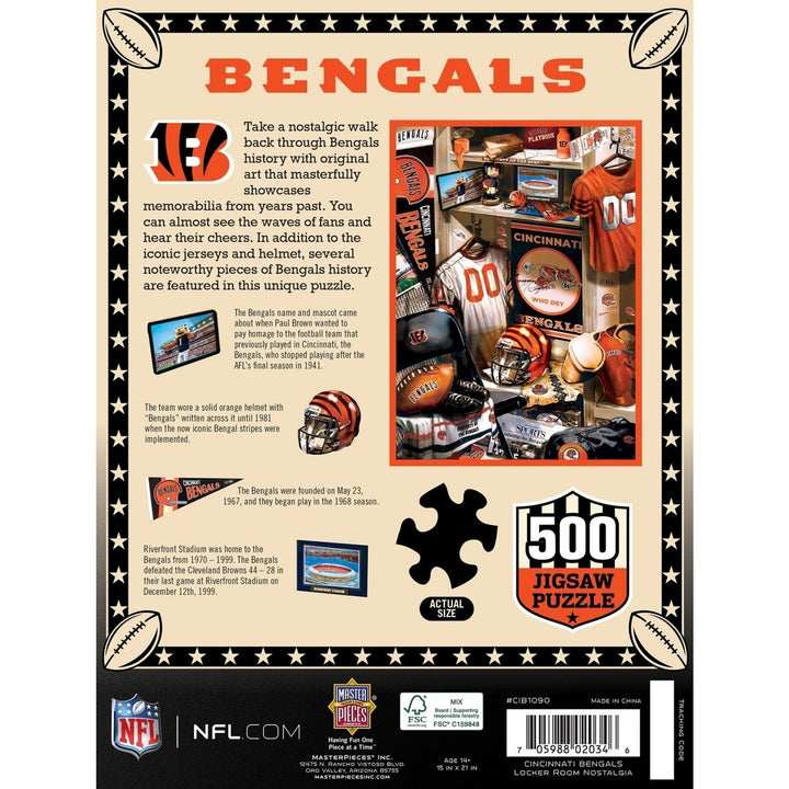 Cincinnati Bengals Locker Room 500 Piece Jigsaw Puzzle Eco-Friendly Material Image 3