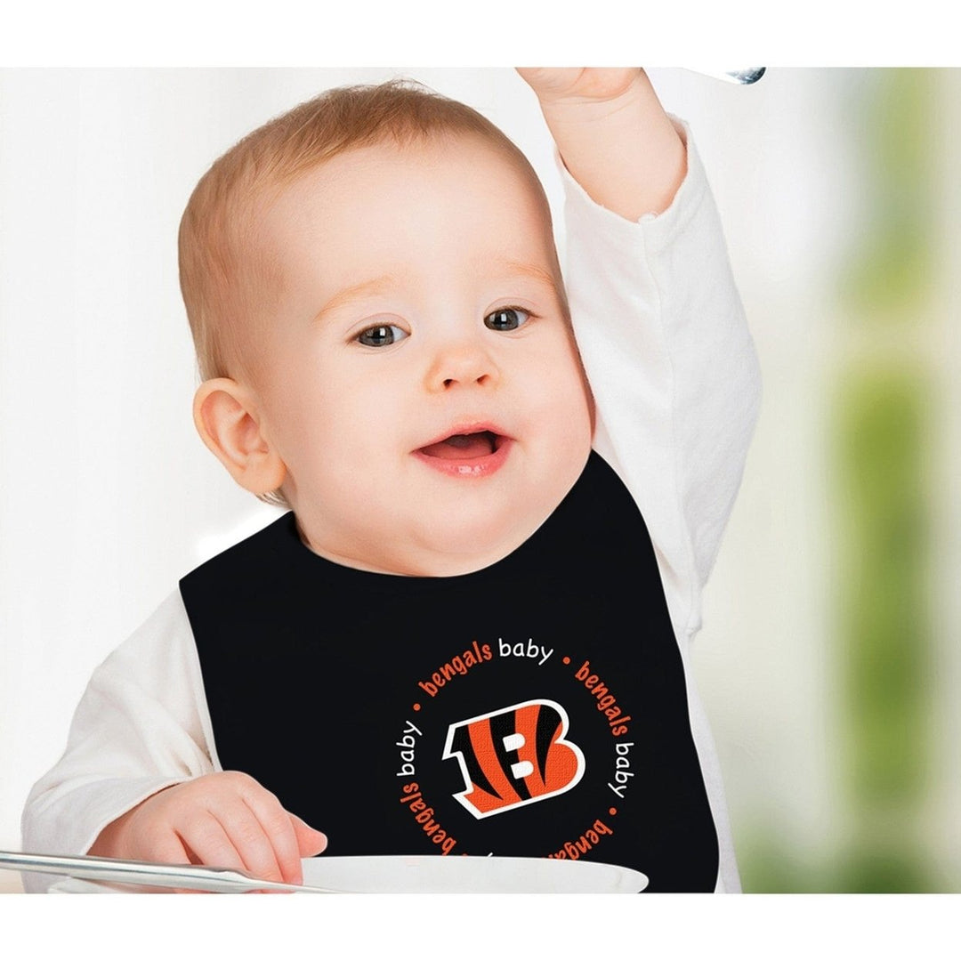 Cincinnati Bengals Baby Bibs 2-Pack Black White Cotton Infant Accessories Image 4