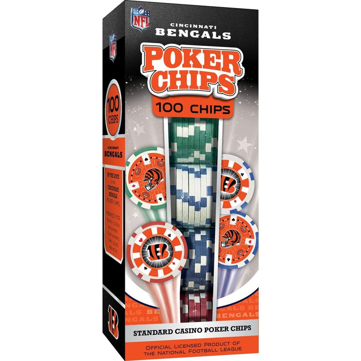 Cincinnati Bengals 100 Piece Casino Style Poker Chips NFL Team Colors Image 1