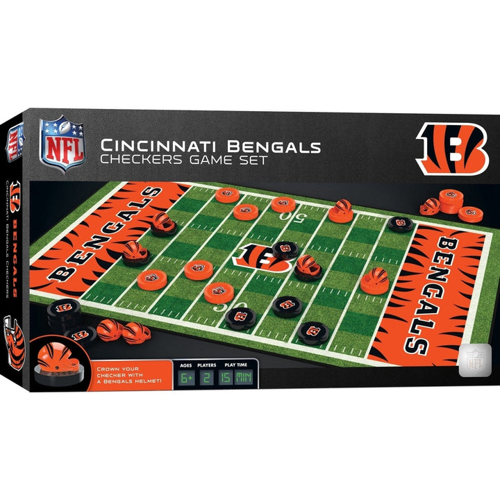 Cincinnati Bengals Checkers Board Game NFL Officially Licensed 24 Pieces Image 1