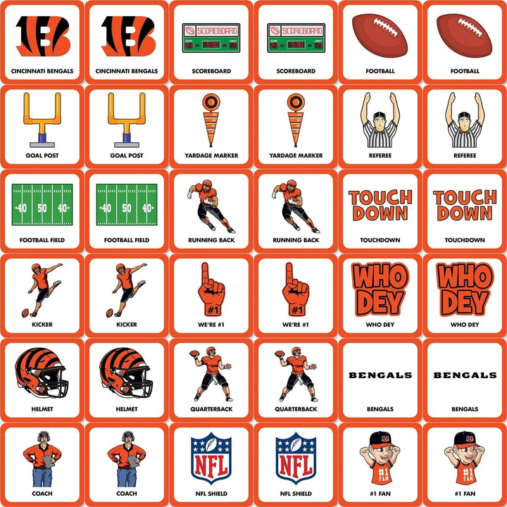 Cincinnati Bengals Matching Game NFL Family Fun Memory Card Game 18 Pairs Image 2