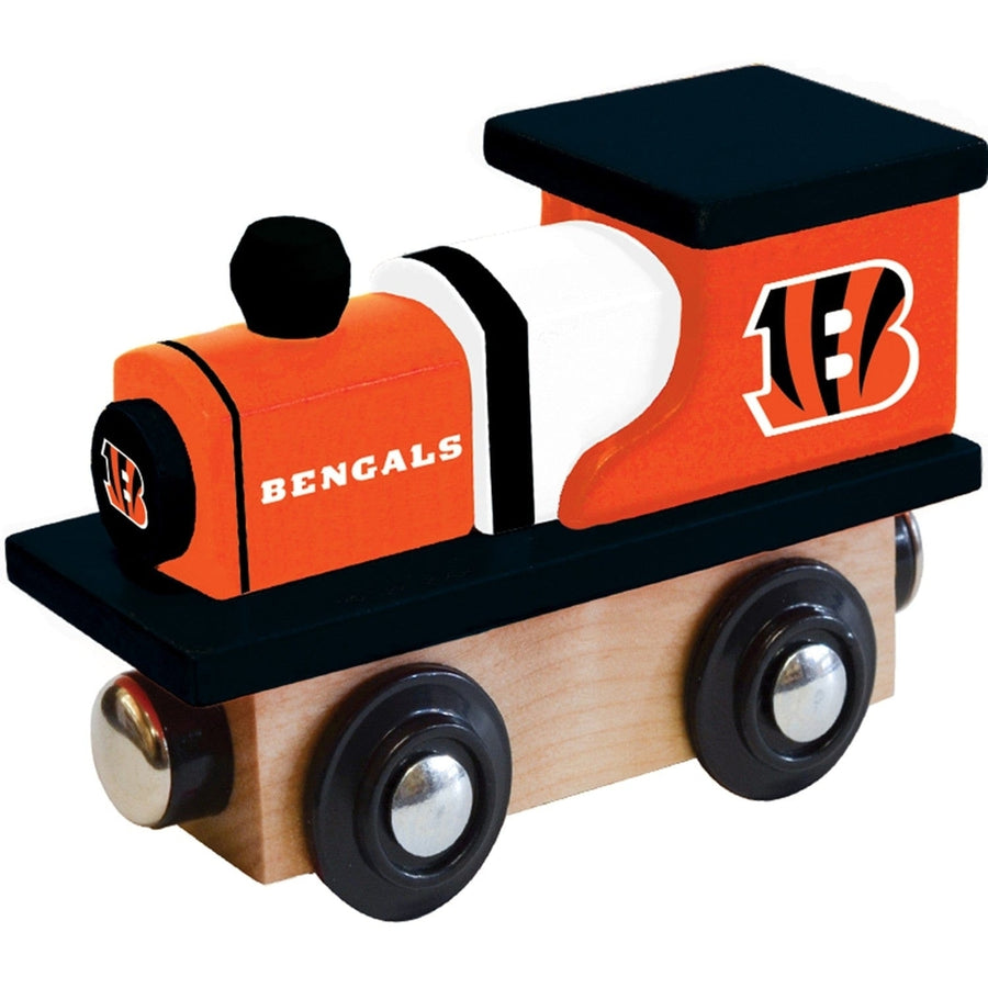 Cincinnati Bengals Wooden Toy Train Engine Compatible with 1in Tracks Ages 3+ Image 1