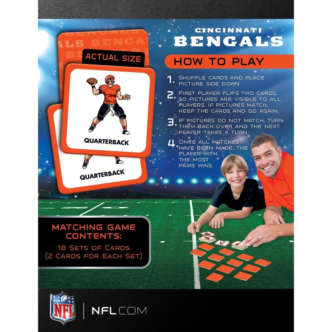 Cincinnati Bengals Matching Game NFL Family Fun Memory Card Game 18 Pairs Image 3