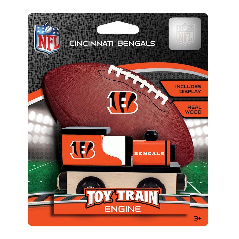 Cincinnati Bengals Wooden Toy Train Engine Compatible with 1in Tracks Ages 3+ Image 2