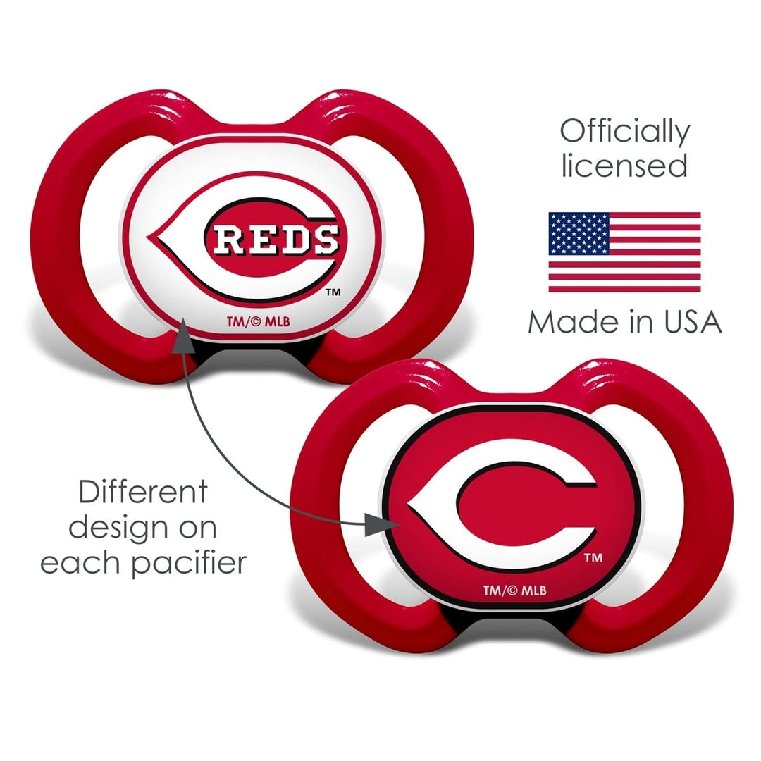 Cincinnati Reds Pacifier 2-Pack Orthodontic Silicone Infant Safe BPA-Free Image 3