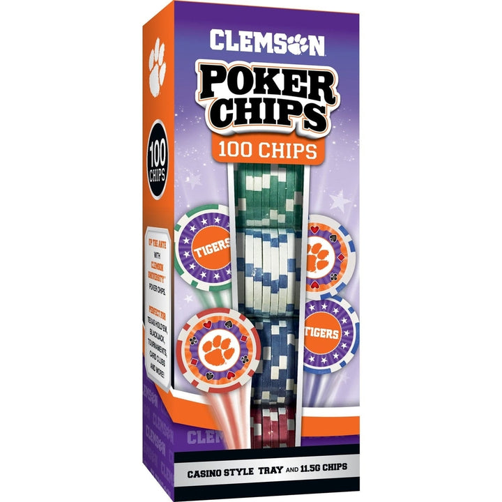 Clemson Tigers 100 Piece Poker Chips Image 1