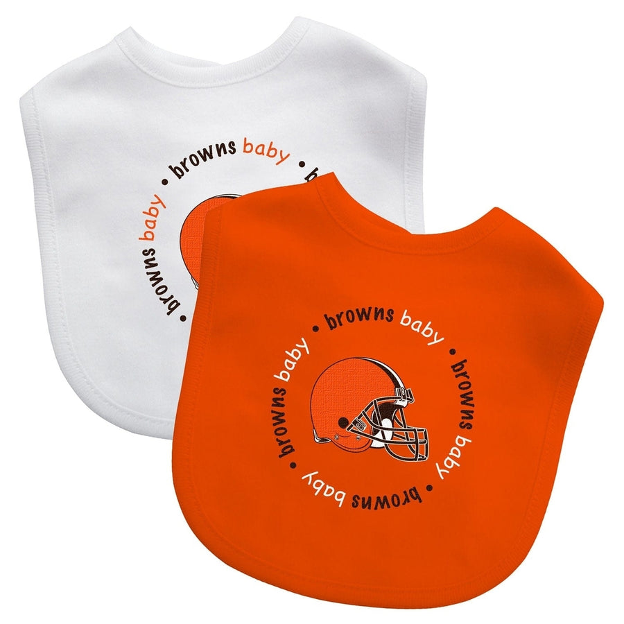 Cleveland Browns Baby Bibs 2-Pack Cotton Front Polyester Back Embroidered Logo Image 1