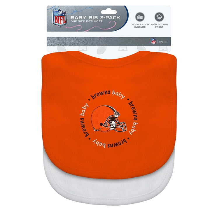 Cleveland Browns Baby Bibs 2-Pack Cotton Front Polyester Back Embroidered Logo Image 2