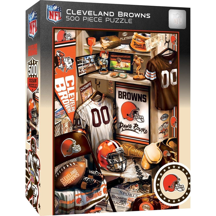 Cleveland Browns Locker Room 500 Piece Jigsaw Puzzle 100% Recycled Material Image 1